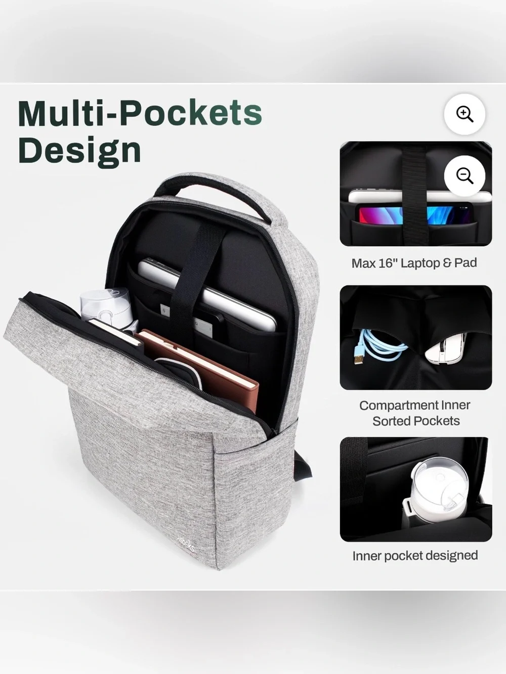 16'' Laptop Backpack for Men Women, Lightweight Travel Backpack & Laptop Bag